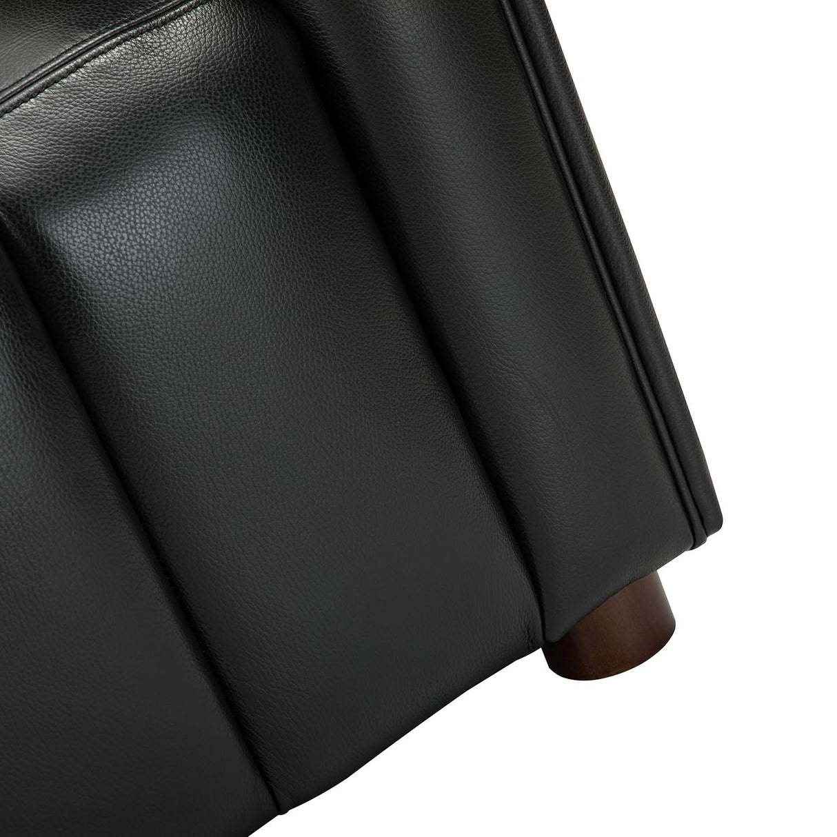 HULALA HOME 83" Genuine Leather Sofa with Channel Tufted Design, 3-Seater Sofa for Living Room Bedroom, Modern Oversized Couch with Wood Legs, Black HULALA HOME