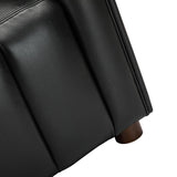 HULALA HOME 83" Genuine Leather Sofa with Channel Tufted Design, 3-Seater Sofa for Living Room Bedroom, Modern Oversized Couch with Wood Legs, Black HULALA HOME