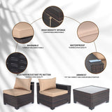 LEVELEVE 11 Pieces Outdoor Patio Furniture Sets,Rattan Conversation Sectional Set,Manual Weaving Wicker Patio Sofa,w/Table&Wide Armrest LEVELEVE