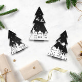 3 Pieces Wooden Christmas Tree Decor Black White Xmas Tiered Tray Decor for Christmas Home Tabletop Party Decor (Black) Sereliy