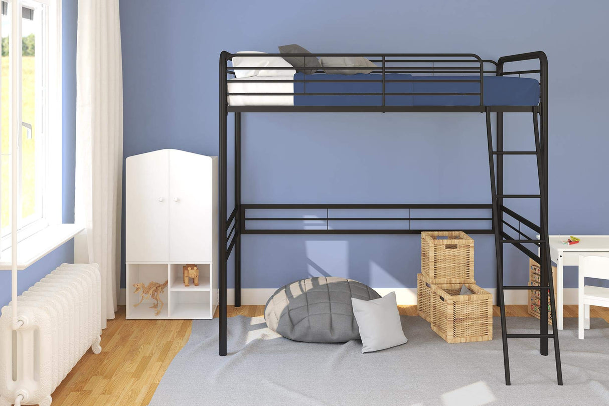 DHP Tommy Twin Metal Loft Bed, Black DHP