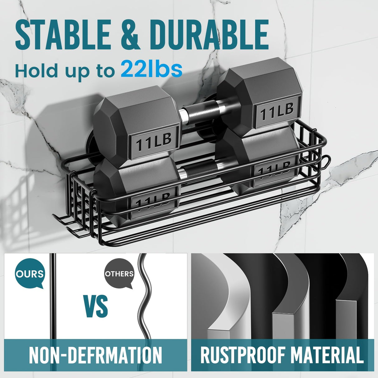 TAILI Shower Caddy Suction Cup 2 Pack with Hooks & Soap holder, Heavy Duty Shower Organizer for Bathroom, No Drilling Bathroom Organizer with Large Capacity, Black Metal Storage Basket TAILI