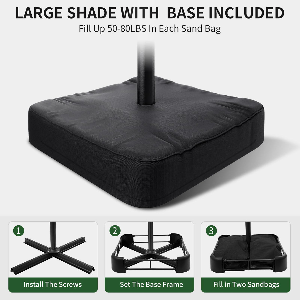 OLILAWN 15ft Large Patio Umbrella with Base Included, Outdoor Double-Sided Rectangle Market Umbrella Table Umbrella with Aluminium Crank, 12 Sturdy Ribs, for Pool Deck Porch Backyard Garden,Navy Blue OLILAWN