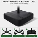 OLILAWN 15ft Large Patio Umbrella with Base Included, Outdoor Double-Sided Rectangle Market Umbrella Table Umbrella with Aluminium Crank, 12 Sturdy Ribs, for Pool Deck Porch Backyard Garden,Navy Blue OLILAWN