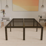 HOBINCHE 16 Inch King Size Bed Frame - No Box Spring Needed Heavy Duty Black Metal Platform Mattress Foundation, Non-Slip Noise Free Easy Assembly Steel Slats Bedframes with Cleance Storage HOBINCHE