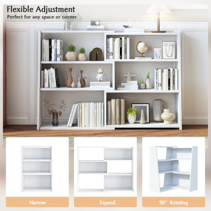 IOTXY Modular White 3-Tier Extendable Ladder Bookshelf for Small Spaces - WoodArtSupply