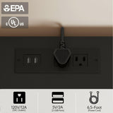 Yusong Night Stand, Bedside Table, LED Nightstand with Charging Station, Modern Night Stand, Wood Sofa Couch End Side Table with 2 Pull-Out Shelf (Black) Yusong