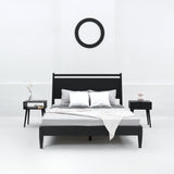 NTC Adept King Wooden Bed Frame with Headboard - Solid Oak, Silent Slats, Effortless Assembly, Burnt Black NTC