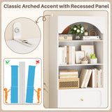 Cyclysio 80" Tall Bookshelf with 3 Drawers, Arched Bookcase with 3-Tier Open Shelves, Wooden Pantry Storage Organizer Cabinets with Seamless Fit Wall for Living Room, Kitchen, Bathroom (White) Cyclysio