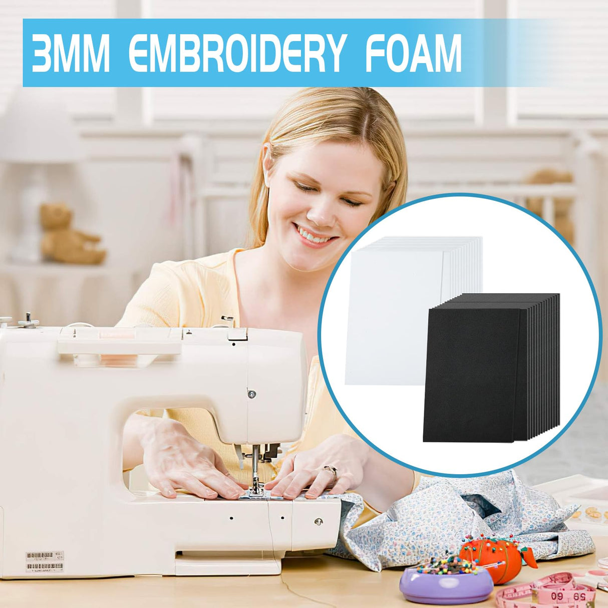 30 Pcs 3mm Thick Embroidery Foam 6 x 9 Inch EVA Foam Sheets High Density 3D Embroidery Craft Foam for 3D Embroidery Arts Crafts DIY Projects Hand Sewing Quilting Hats Cosplay Costumes CIEOVO