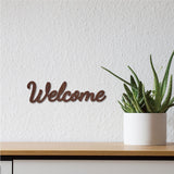 CREATCABIN Cutout Welcome Sign Wooden Wall Art Decor Wood Word Sculpture Signs Rustic Farmhouse For Housewarming Home Front Door Entryway Wall Decoration, Brown, 11.9 x 3.2inch CREATCABIN
