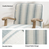 HULALA HOME Upholstered Accent Chair, Mid-Century Modern Striped Chair with Graceful Curves and Wooden Legs, Comfy Lounge Armchair Striped Accent Chairs for Living Room, Bedroom (Blue) HULALA HOME