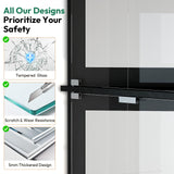 Lamtor 72" Corner Display Cabinet with Glass Doors, 6-Tier Showcase Curio Cabinet for Collectibles with Dynamic LED Lights, Modern Display Case for Living Room, Black Lamtor