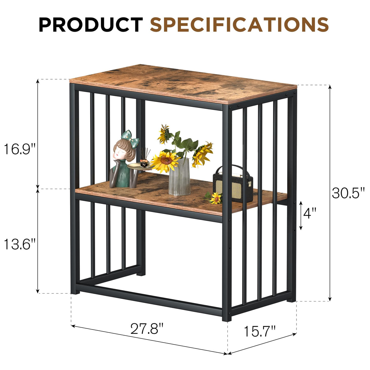 MELLCOM 20-29 Gallon Fish Tank Stand, Adjustable 2-Tier Metal Aquarium Stand with Shelf for Fish Tank Accessories Storage,Turtle Reptile Terrariums Stand Rack for Home Office,Tank not included MELLCOM
