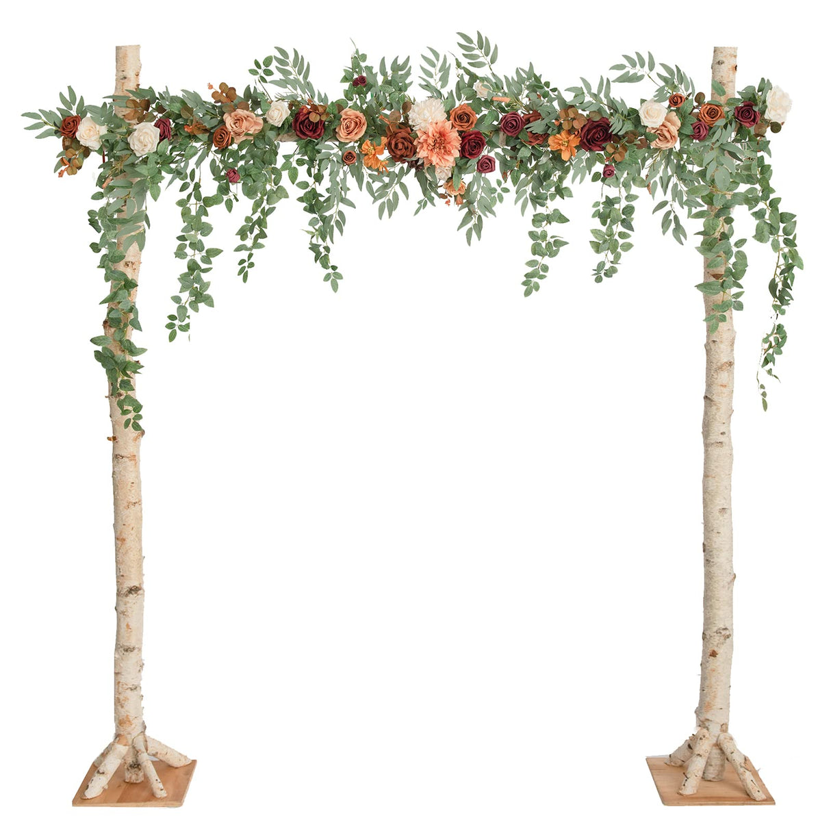 Ling's Moment 6.5FT Backdrop Floral Garland Artificial Wedding Arch Flowers Sage Green Decor, Orange Ceremony Reception Hanging Eucalyptus Rose Arbor Arrangement Outdoor Party Swag Home Decorations Ling's Moment