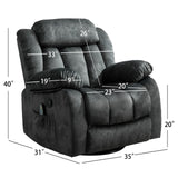 CANMOV Massage Swivel Rocker Recliner Chair with Heat and Vibration, 360 Degree Swivel Manual Recliners Antiskid Fabric Single Sofa Heavy Duty Reclining Chair for Living Room, Grey Green CANMOV
