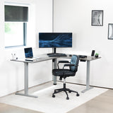 VIVO Electric Height Adjustable 63 x 55 inch Corner Stand Up Desk, Gray Table Top, Gray Frame, L-Shaped Standing Workstation, 3CT Series, DESK-E3CTGG VIVO