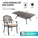 𝗔𝗶𝗹𝗶𝘀𝗺𝗮𝗶𝗹 𝟗 𝐏𝐢𝐞𝐜𝐞 Outdoor Dining Set Cast Aluminum Retro Patio Dining Set for 8 Includes 86.6’’ Rectangular Table and 8 Chairs with Cushion and Umbrella Hole for Patio Deck Garden Ailismail