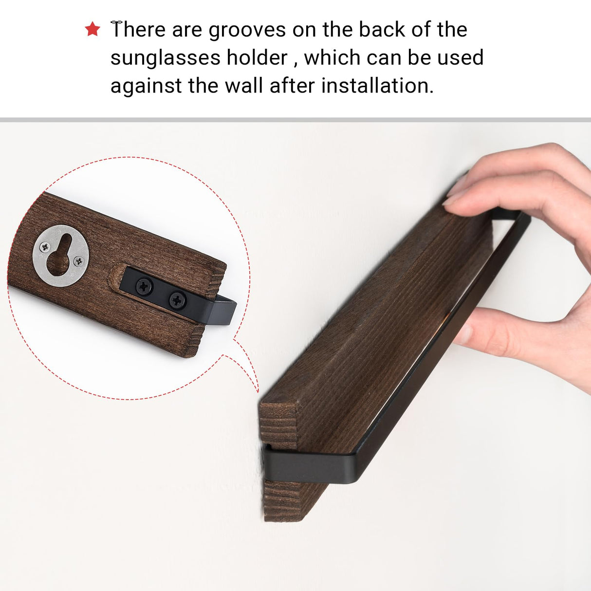 Mkono Wood Sunglasses Storage Organizer Wall Mounted Rustic Eyeglasses Display Holder Eyewear Glasses Hanging Rack for Entryway Living Room Bedroom, 3 Pack, Brown Mkono