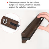 Mkono Wood Sunglasses Storage Organizer Wall Mounted Rustic Eyeglasses Display Holder Eyewear Glasses Hanging Rack for Entryway Living Room Bedroom, 3 Pack, Brown Mkono