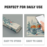 Winter Forest Tree Placemats Set of 4，Pine Tree Christmas Red Bird Heat Resistant Non Slip Place Mats Cotton Linen Tablemats for Dining Table Kitchen Decor 18 x 12 Inch Imiss