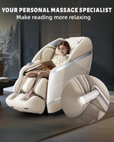 RelaxRelife 4D Full Body Massage Chair with Flexible 166° Track, Reading Light, 18 Massage Modes, 11 Techniques, 36 Airbags, Zero Gravity Recliner with Yoga Stretch and Foot Massage Beige RelaxRelife