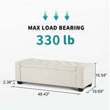 Huatean Home Ottoman with Storage, Storage Ottoman Bench with Safety Hinge, Upholstered Storage Bench with Seating for Bedroom, Living Room, Holds up to 330 lb, Beige Huatean Home