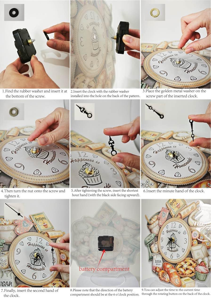 5D Diamond Drill Art DIY Acrylic Special Shaped Bread Food 5D Diamond Art Clock Art Craft for Home Decoration,Creative Gift WoodArtSupply