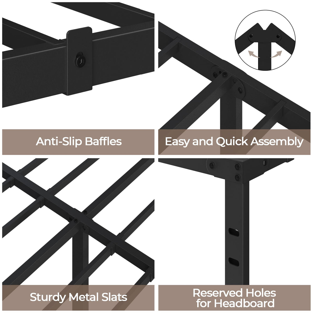Yaheetech Full Bed Frame with Storage Space, No Box Spring Needed, 14 Inches Powerful Storage Space, Sturdy Steel Slat Support, Black Yaheetech