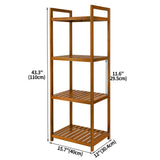 Utoplike Teak Wood 4-Tier Bathroom Shelf Organizer with Handles Utoplike