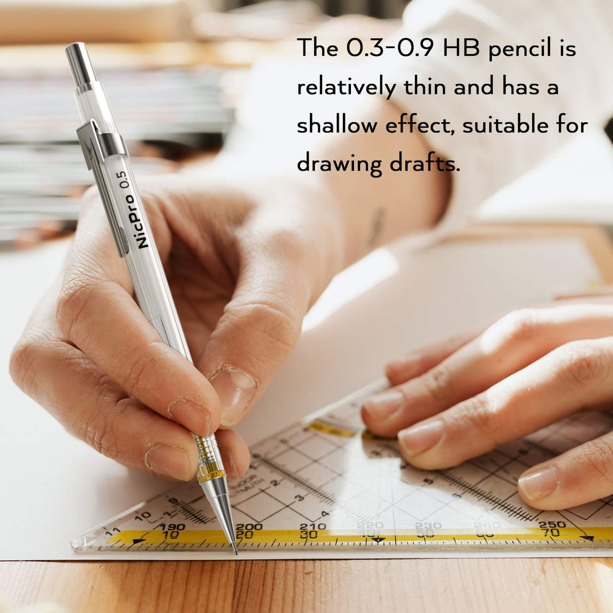 Nicpro 6PCS Art Mechanical Pencil Set, 4PCS Drafting Pencils 0.3 & 0.5 & 0.7 & 0.9 mm & 2PCS 2mm Lead Holder (4B 2B HB 2H) For Writing, Sketching Drawing With 12 Tube Lead Refills Erasers Case Nicpro