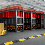 SKZNSA 62" Wide Heavy Duty Garage Shelving Units, 4-Tier Deep Storage Shelves,Black Metal Garage Shelves,Steel Shelf,Large Storage Rack,Industrial Shelving for Shop, 62" W x 27" D x 62" H SKZNSA