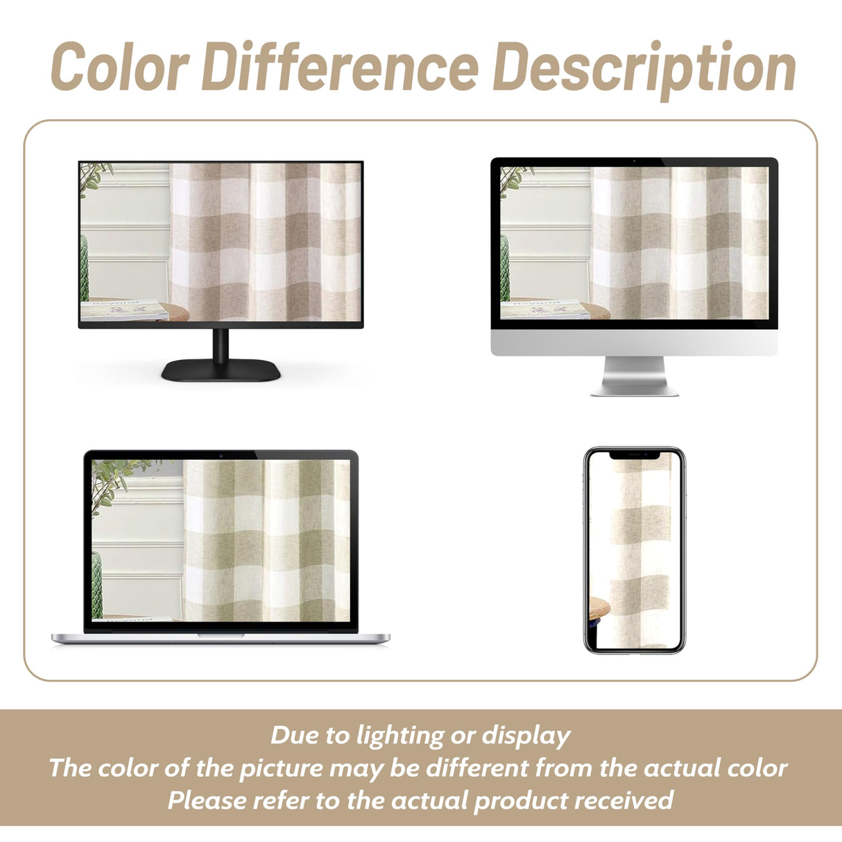 DriftAway Buffalo Plaid Check Curtains Woven Plaid Pattern Lined Blackout Thermal Insulated Window Curtain Grommet 2 Layers 2 Panels 52 Inch by 63 Inch Taupe DriftAway