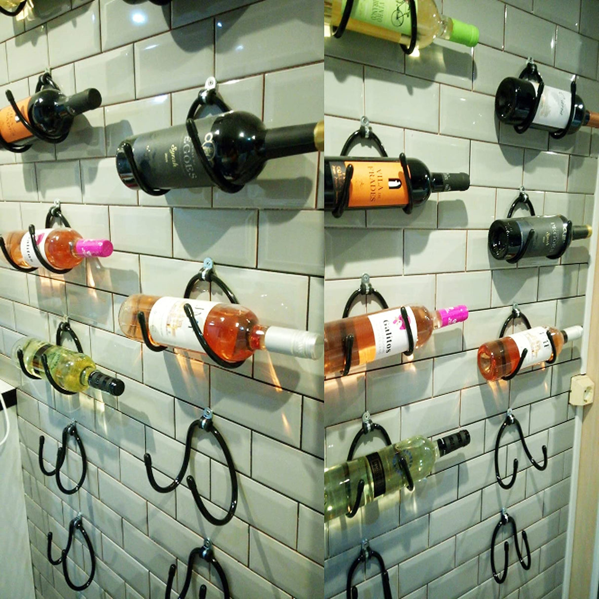 Pmsanzay Wall Mounted Wine Rack Wine Bottle Rack Holder Storage Organizer with Rubber Protection（No Scratches）- Home & Kitchen Décor - Pack of 6 Pmsanzay