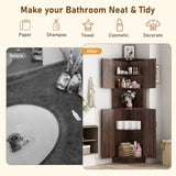 Hlivelood 68" Tall Farmhouse Corner Cabinet, Dining Room Storage Cabinet with 4 Barn Doors and 5 Level Storage with Adjustable Shelves, for Kitchen, Living Room, Laundry Room, Brown Hlivelood