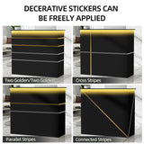 OUTGUAVA Modern Front Desk & Reception Desk with LED Lighting, 50-inch Retail Counter with Power Socket, DIY Stripe for Checkout, Lobby, Salon, Offices - Black OUTGUAVA