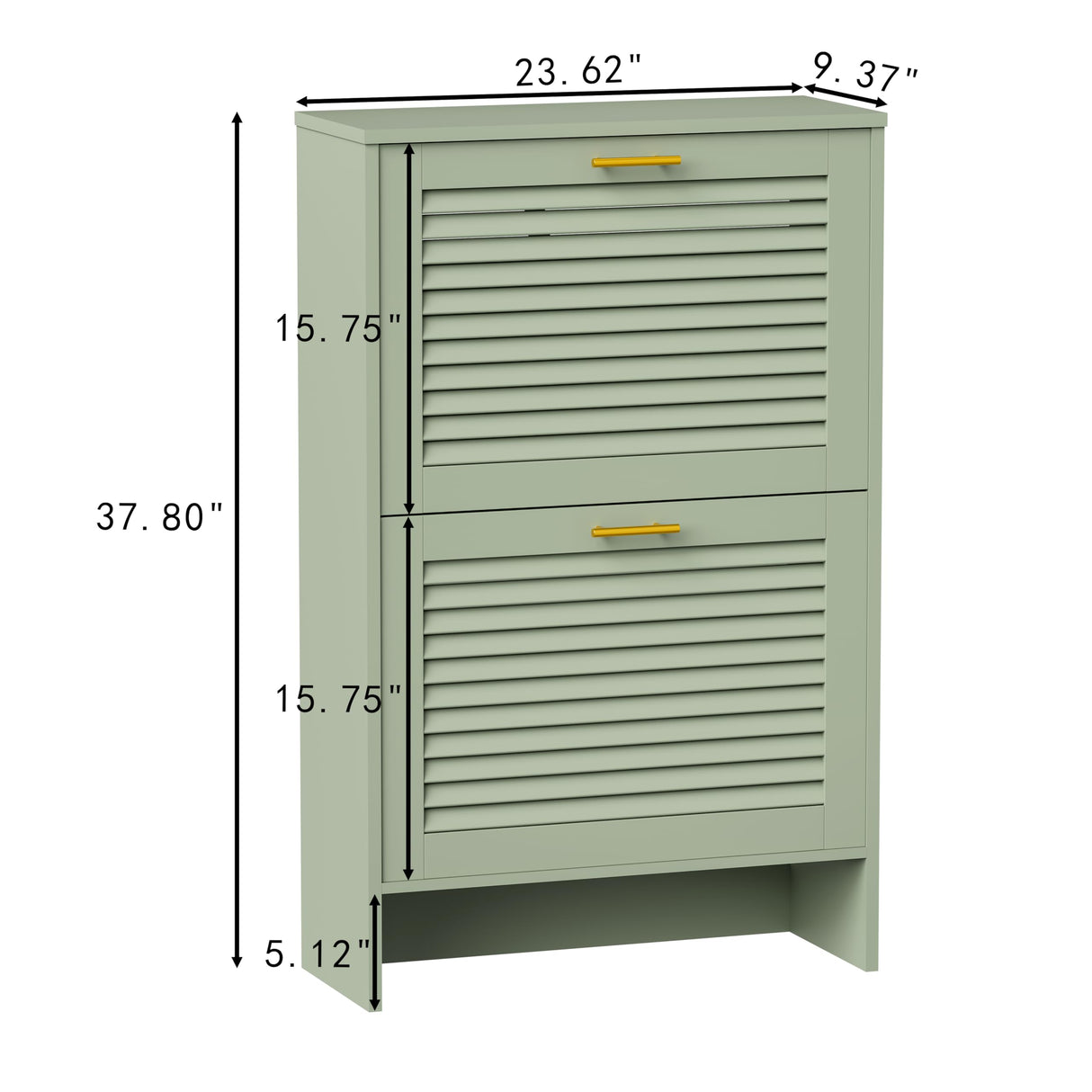 Glavbiku Shoe Storage Cabinet with 2 Flip Drawers, Louvered Shoe Cabinet for Entryway, Narrow Hidden Storage Organizer Space Saving, Shoe Rack Cabinet for Hallway Foyer, Green Glavbiku