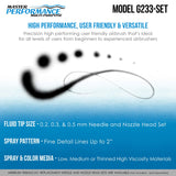 Master Airbrush Master Performance G233 Pro Set with 3 Nozzle Sets (0.2, 0.3 & 0.5mm Needles, Fluid Tips and Air Caps) and Air Hose - Dual-Action Gravity Feed Airbrush with 1/3 oz Cup, Cutaway Handle Master Airbrush