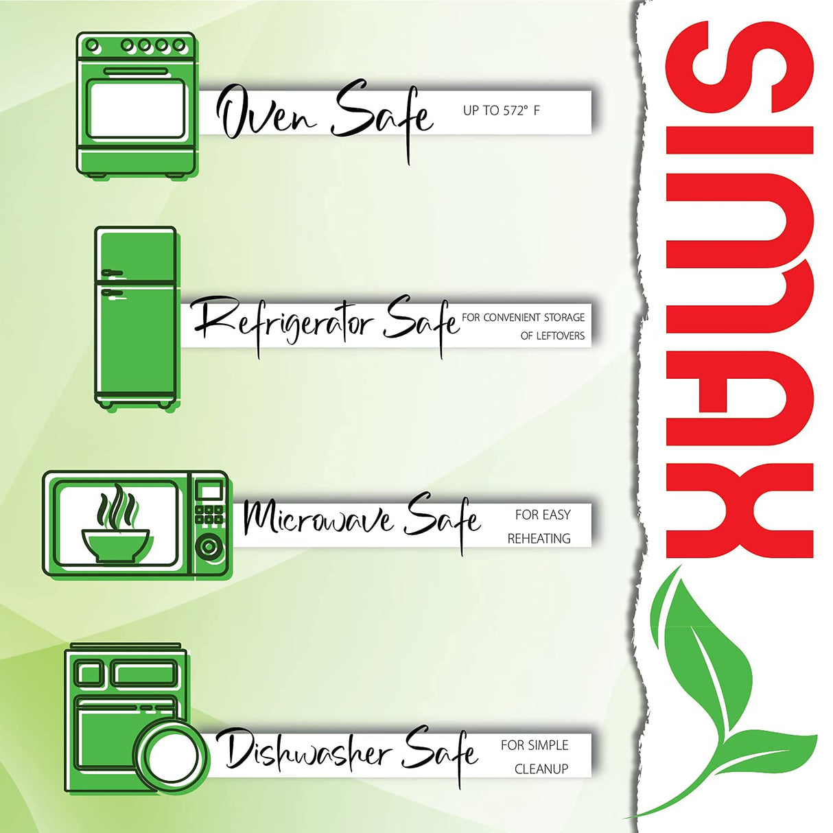 Simax Casserole Dish Set with Lid, Round Glass Cookware, Borosilicate Glass, Made In Europe 1 Qt, 1.5 Qt and 2 Qt Baking Dishes, Set of 3 SIMAX