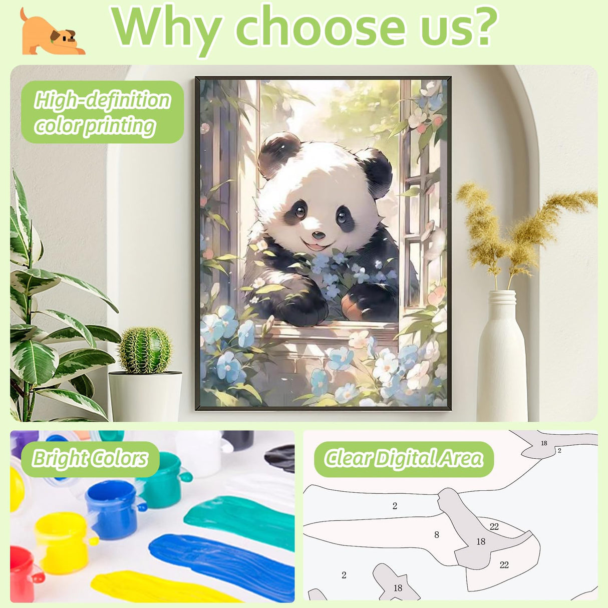 Reivworl Panda Paint by Numbers Kit for Adults, Panda Paint by Number for Adults, Adult Paint by Number Kits for Gifts and Home Wall Decor 16x20Inch Reivworl