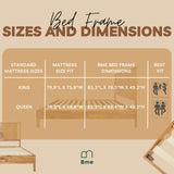 Bme Vivian 14 Inch Rustic Golden Brown Deluxe King Bed Frame with Herringbone Headboard Bme