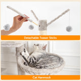 HOOBRO Cat Tree Tower with Litter Box Enclosure for Indoor Cats, Wooden Cat Condo with Scratching Posts, Cat Litter Box Furniture Hidden, All-in-One Cat Toy with Cat House, White WT15MZ03 HOOBRO