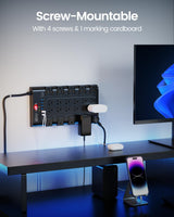 Power Strip, SUPERDANNY Surge Protector with 22 AC Outlets and 6 USB Charging Ports, 1875W/15A, 2100 Joules, 6.5Ft Flat Plug Heavy Duty Extension Cord for Home, Office, Dorm, Gaming Room, Black SUPERDANNY
