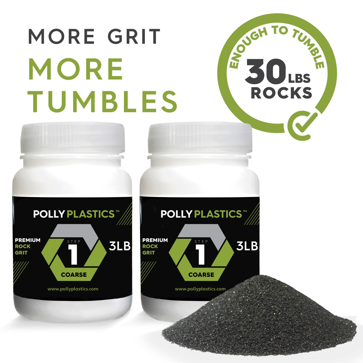 Polly Plastics Rock Tumbler Grit and Polish Refill Media Kit | 4-Steps Supplies for Tumbling and Polishing Stones | Professionals Adults and Kids | Polish 20lbs of Rocks (Bulk Stage 1 Refill) Polly Plastics