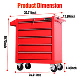 TANKSTORM Tool Chest Heavy Duty Cart Steel Rolling Tool Box 5 Drawer Cart (TZ35 Red) TANKSTORM
