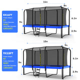Zupapa 1500LBS Weight Capacity Rectangle Trampoline 10x17FT 9X15FT 8X14FT Outdoor Square Gymnastics Trampolines with Basketball Hoops for Kids Adults Long Large Big Rectangular Tumbling Trampolin Zupapa