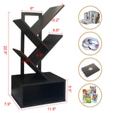 Bamboo 4 Tree Bookshelf Small Bookcase Free Standing Wood Bookcase for Narrow Space Modern Book Storage Rack for Books/Movies/CDs Narrow Display Rack for Living Room Home Office (Black, 4-Tier) Sholramo