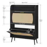 HOOBRO Rattan Shoe Storage Cabinet, Shoe Cabinet Storage for Entryway, Shoe Organizer with 2 Flip Drawers, Narrow Shoe Cabinet with Adjustable Shelves for Hallway, Living Room, Black BN80SC01 HOOBRO