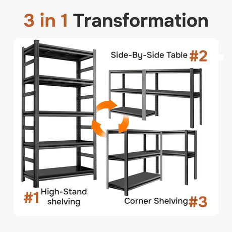 KILISTEELS 72" H Garage Shelving 5 Tier Shelving Unit, 3500Lbs Adjustable Metal Garage Storage Shelves Heavy Duty for Basement, Warehouse, Kitchen, Pantry (72'H X 35''W X 16''D) KILISTEELS
