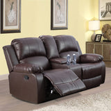Ocstta Manual Leather Recliner Sofa Set for Living Room Furniture Set,Leather Recliner Couch Set for Home/Office,Leather Reclining Sofa Set for 3-Pieces(Sofa+Loveseat+Chair) Brown Ocstta